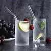Paille en verre transparent 200 x 8 mm Pailles à boire en verre pliées droites réutilisables avec brosse Pailles en verre écologiques pour cocktails smoothies