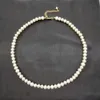 Kedjor 6mm White Freshwater Pearl Necklace 14K Guldfylld förlängningskedja Eleganta pärlor Täckade uttalande Collier Perleschains