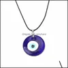 Pendant Necklaces Pendants Jewelry Blue Turkey Evil Eyes Pendent Necklace For Men Women Classic Ethnic Turkish Lucky Choker Accessories C3