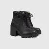 Women Boots Designer wysokie obcasy kostki Realne buty moda zima jesień martin kowboj skórzany pikowany koronkowy zimowy buty guma luu