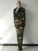 Halloween karnawałowy Catsuit Costume Army Green Camo Color Mumia Bag Spandex Zentai Suit z wewnętrznymi rękawami ramię