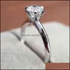 Solitaire Ring Classic 925 Sterling Sier Moissanit 1CT 2CT 3CT CT D Renk Takı Basit Stil Yıldönümü Drop Deli Bdegarden DV256A