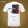 PP moda masculina designer fino ajuste camiseta verão strass casual em torno do pescoço camisa t crânios impressão streetwear colarinho polos242y