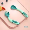 Cuillère à couverts pour bébé Apprendre à manger Formation Flexible Spork Set Outils alimentaires complémentaires pour les enfants