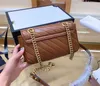 5A Kalite Kadınlar Orta Deri Omuz Çantaları Altın Zincir Küçük Mini Üst Kulp Crossbody Çanta Çanta Tasarımcısı Fashionbag9988 2023 Lady Marmonts Kahverengi çanta