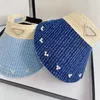 Mens Designer Sun Visor Baseball Hat Cap pour Womens Designers Visors Pearl Straw Vide Top Caps Chapeaux Sport Summer Bucket Caps P ha279U