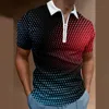 Męskie koszule po polo z kieszeniami Summer 3D nadrukowana bluzka