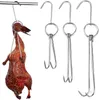 Hooks Rails rostfritt stål dubbel krok för fjäderfä stekt anka bacon korvskinor hängande grillhängare torkande matlagning bbqhooks krokar