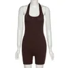 Kvinnor Sexig streetwear bodycon solid stickad sommar fitness sport jumpsuits romper playsuits overalls för w220427