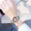 نساء STARRY SKY Watch Luxury Rose Gold Diamond Watch Ladi Ladi Leather Band Quartz Wristwatch Female Clock Zegarek Damskip8pj