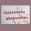 False Nails 24pcs 짧은 스틸레토 프렌치 핑크 골드 림 프레스 디자인 반짝이는 파우더 네일 아트 팁 접착제 스티커 매니큐어 prud22