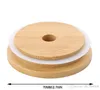 Web Celebrity Tik Tok 300 Piece Bamboo Cap Lids 70mm 88mm قابلة لإعادة الاستخدام القابلة لإعادة الاستخدام من جرة ماسون مع فتحة قش وختم Silicone Dhl Deversion