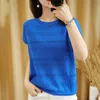 Pure Katoenen T-shirt Dames Zomer Ronde hals Pullover Pure Color Knitwear Plus Size Casual Sweater Korte Mouw Tees 220402