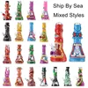 Schip door zee rechte perc waterpijpjes halloween multi stijlen ogen tanden octopus kleurrijke glas beker bongs 7mm dikke waterpijpen 18mm olie dab rigs