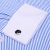 High Quality Striped For Men French Cufflinks Casual Dress Shirts Long Sleeved White Collar Design Wedding Tuxedo Shirt 6XL 220323