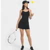 LU-77 Women Stretchy Tennis Golf Dresses Sexy Sleeveless Yoga Clothing Fitness Sports Badminton Skirt Running Dancing Volleyball Sportswear