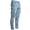 Men's Jeans Men's Fashion Men Denim Pencil Pants Multi-pocket Designer Solid Brazil's Style Summer Cargo For Male Balck Cotton