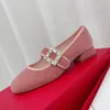 Scarpe Channel Jane Mary ccs Ballerine firmate Donna Fibbia a diamante Pelle Punta tonda Tacco basso Pelle verniciata Tinta unita Alta qualità 35-41