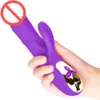 Vibrateurs G Spot et stimulation du clitoris en même temps 42C chauffage AV Rod Terproofing Silicone Sex Toy pour la masturbation féminine