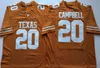 Uf CeoNCAA College Texas Longhorns Football Jerseys 10 Vince Young 20 Earl Campbell 34 Ricky Williams Stitched embroidered erseys