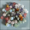 Charms Jewelry Findings Components Natural Stone Carving 20Mm Mushroom Shape Pendant Reiki Healing Crystal Tiger Eye Rose Quartz Amethyst