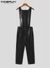 Men's Pants 2022 American Style Men's Leather Jumpsuit Casual Streetwear Male Solid All-match Simple Comfortable Overalls S-5XLMen's Bou