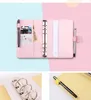 A6 Notebook Binder Business Office Planner Agenda tools Notepads Color PU Leather Cover ZC1179
