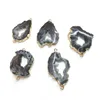 Colares pendentes fatias de pedra natural Agates pingentes conector de orifício duplo para jóias que produzem acesso DIY 28x40mm-28x50mmPenda
