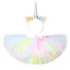 Pastel Unicorn Tutu Skirt for Baby Girls Dance Tutus Kids Tulle Skirts for Birthday Year Costume Toddler Outfits 3M-14 Years 220423