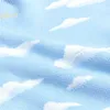 SGAA Ubrania Bluzy Nieco ponadwymiarowa Kith 21FW SWEATER MĘŻCZYZN WYSOKIEJ WYSOKIEJ JAKQUARD Jacquard Blue Sky White Clouds Wzór Bluza Bluza 52UX