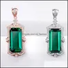 Pendant Necklaces Green Stone Emerald Diamond Necklace Charm Party Wedding Pendants For Women Luxury Jewelry Sier Drop Delivery 2021 M Dhxhb