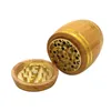 Smoking Natural Wood 63MM Barrel Shape Dry Herb Tobacco Grind Spice Miller Grinder Crusher Grinding Chopped Hand Muller Zinc Alloy Cigarette Wooden Holder DHL Free