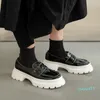 حذاء اللباس rizabina النساء مضخات جلد طبيعي للقوس التعادل الانزلاق على اللون مختلط سميكة أسفل ins السيدات الأحذية 2022