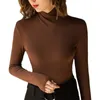 Standup Collar Longsleeved Stretch Tshirt Womens Fallwinter Fleece Padded Warm Basic Pullover Bottoming Shirt Fashion Top 220727
