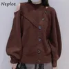 Chandails pour femmes femmes Neploe japonais doux 2022 automne femmes pulls solide O cou Sexy hors épaule bouton irrégulier tricoté