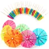 Bar Tools Umbrella Parasol Cocktail Picks Cupcake Toppers Luau Toothpicks Hawaiian Party Decorations Multicolored XBJK2204