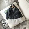 Neonata Ragazzo Primavera Autunno Inverno PU Cappotto Giacca Bambini Moda Giacche in pelle Bambini Cappotti Overwear Abbigliamento 110age 220812