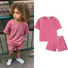 Été enfants survêtement deux pièces costumes ensembles de vêtements pour garçons à manches courtes haut Shorts filles Costume enfants tenues décontractées