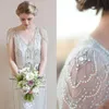 Vintage Great Gatsby Boho Wedding Dresses Crystal Garden Cap Sleeve Beaded Country Bohemian Bridal Gowns vestido de noiva