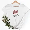 Women Flower Floral Love T Shirts Trend T-shirts Short Sleeve Ladies Fashion Casual Clothing Cartoon Clothes Female Tee Graphic