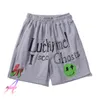 Mäns shorts Summer Terry Shorts Högkvalitativ Kid Se Ghosts Graffiti Print Shorts Oversize Men's Women's Casual Loose Pants T220825