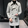 Men's Trench Coats Top Quality Coat Men Slim Fit Double-breasted Overcoat Mens Autumn Trenchcoat Korean Solid Long Windbreaker BusinessMen's