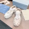 Lüks Sandal Tasarımcı Sandales Moda Platformu Slaytlar Kadın Sandles gerçek deri ayak bileği kayış yaz gladyatör kadın sandalet ayakkabı mavi