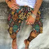 Mannen Broek Doodshoofd Print Mannen Katoen Linnen Shorts Casual Losse Trekkoord Strand Korte Broek Voor Mannelijke 2022 Zomer Mode Streetwear 4XL Vintage