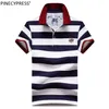95% Cotton 5% Spandex Quality Summer Man Poloshirt Fashion Embriodery Striped Casual Male Navy Blue Men Short Sleeve Polo Shirt 220615
