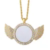 Collana di sublimazione UPS Blank Angel Party Favor Wings Heat Transfer Metal Pendant Collana con diamanti