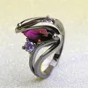 Lusso vintage viola zircone cristallo CZ anello colorato per le donne regalo di gioielli di fidanzamento di nozze