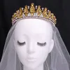 Kristallen bruiloft kroon hoofddeksels bruids haaraccessoires strass tiara diadeem koningin voor bruiden meisje optocht sieraden barokke quinceanera marine-blue perzik zwart