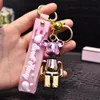 2022 Creative Acrylic Standing Bear Keychain Cartoon Cute Two-Color Violent Bear Car Key Chain Bag Hanging Ornaments