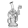 Heady Hookahs Bongs en verre bleu avec turbine en nid d'abeille perc side-car conduite d'eau recycleur plate-forme pétrolière avec joint de 18 mm